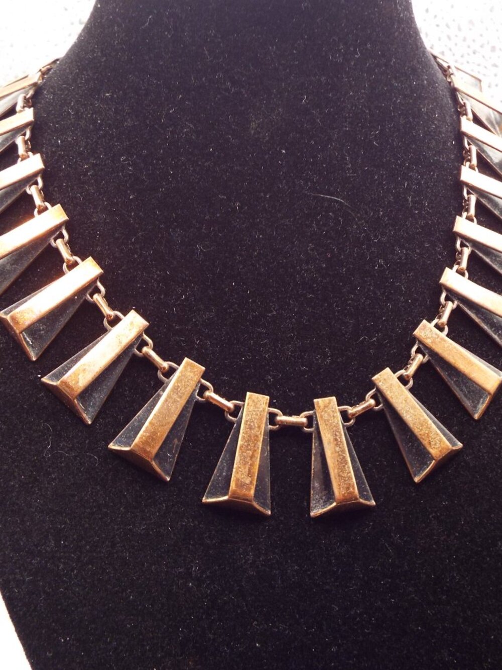 MID CENTURY MODERN RENOIR COPPER GEOMETRIC PYRAMID SHAPED FRINGE NECKLACE M - Picture 3 of 11